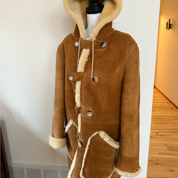 RARE!!!! Collectible 1970's Men's Tan/cognac/brown Shearling Coat - Picture 3 of 16